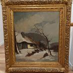 Peinture de paysage d'hiver classique 113 cm, Antiquités & Art, Enlèvement