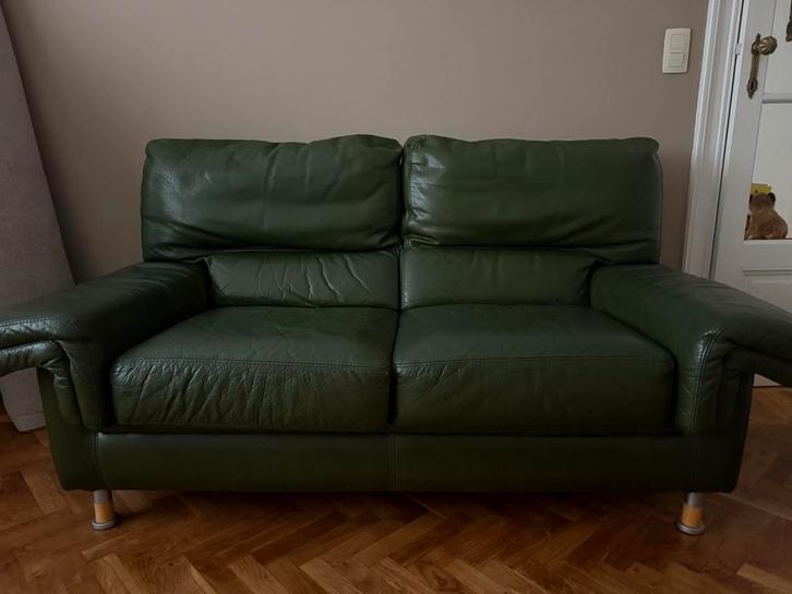 À VENDRE – Canapé cuir vert, Maison & Meubles, Canapés | Salons, Utilisé, Bois, Enlèvement