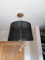 Stoffen kroonluchter chroom met zwarte kap 3-lichts, Huis en Inrichting, Lampen | Kroonluchters, Zo goed als nieuw, Ophalen