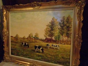 *Prachtige grote gesigneerde antieke schilderij (19e eeuw) beschikbaar voor biedingen