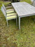 Tuintafel met 4 stoelen + kussen, Tuin en Terras, Tuintafels, Ophalen of Verzenden, Gebruikt