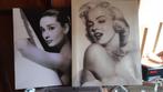 Marilyn Monroe Audrey Hepburn peinture sur toile, Comme neuf, Peinture, Enlèvement ou Envoi, 50 à 75 cm