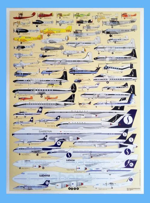 Affiche Sabena Les plus grands avions de Belgique, histoire, Collections, Souvenirs Sabena, Neuf, Enlèvement ou Envoi