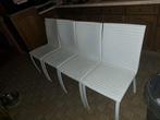 4 witte lederen stoelen te koop!, Huis en Inrichting, Stoelen, Ophalen, Gebruikt, Wit, Metaal