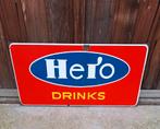 Tof en groot emaille bord van Hero Drinks, Langcat Bussum., Enlèvement ou Envoi, Utilisé, Panneau publicitaire