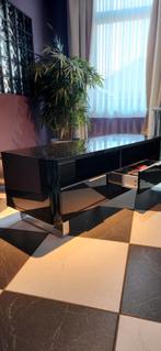 Meuble TV noir laqué brillant 140 cm – très bon état, Maison & Meubles, Enlèvement
