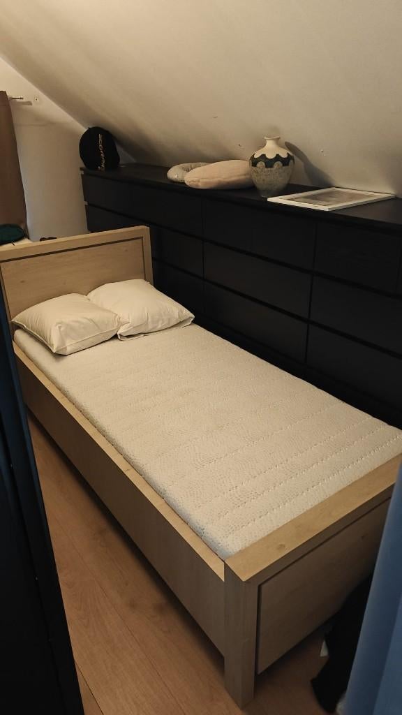 Lit 1 personne de 90x200, Maison & Meubles, Chambre à coucher | Lits, 90 cm, Beige, Une personne, Enlèvement