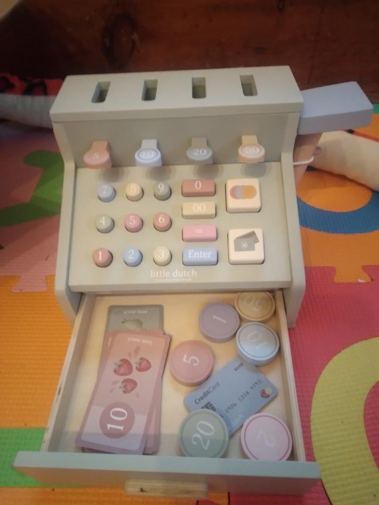 Kassa little dutch, Kinderen en Baby's, Speelgoed | Speelkeukens, Zo goed als nieuw, Speelkeuken-accessoire, Hout, Ophalen