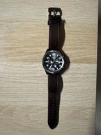 Montre homme Fossil – bracelet cuir brun – très bon état, Montre-bracelet, Autres marques, Cuir, Enlèvement