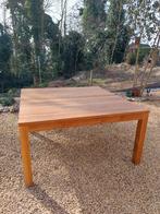 Prachtige vierkante tafel van echt teakhout, Ophalen, 150 tot 200 cm, Zo goed als nieuw, Vijf personen of meer