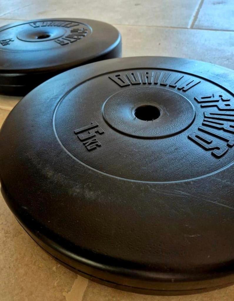 Haltères Gorilla Sports, 30 kg, salle de sport, Sports & Fitness, Équipement de fitness, Enlèvement, Plaques d'haltères