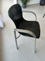 4 design stoelen, zwart leder/metaal, Maison & Meubles, Chaises, Design, Enlèvement, Utilisé, Métal