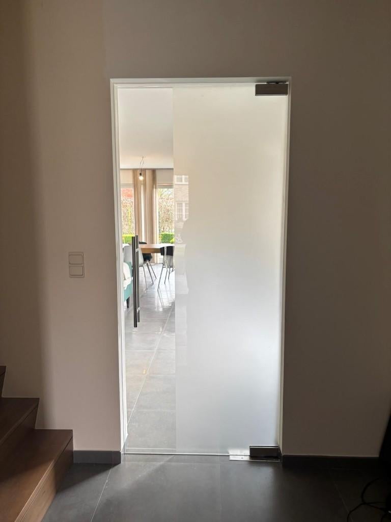 Glazen pivot binnendeur met pompsysteem, Doe-het-zelf en Bouw, Deuren en Vliegenramen, Ophalen, 80 tot 100 cm, Binnendeur, 200 tot 215 cm