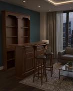 barmeubel met achterwand en krukken, Ophalen, Gebruikt