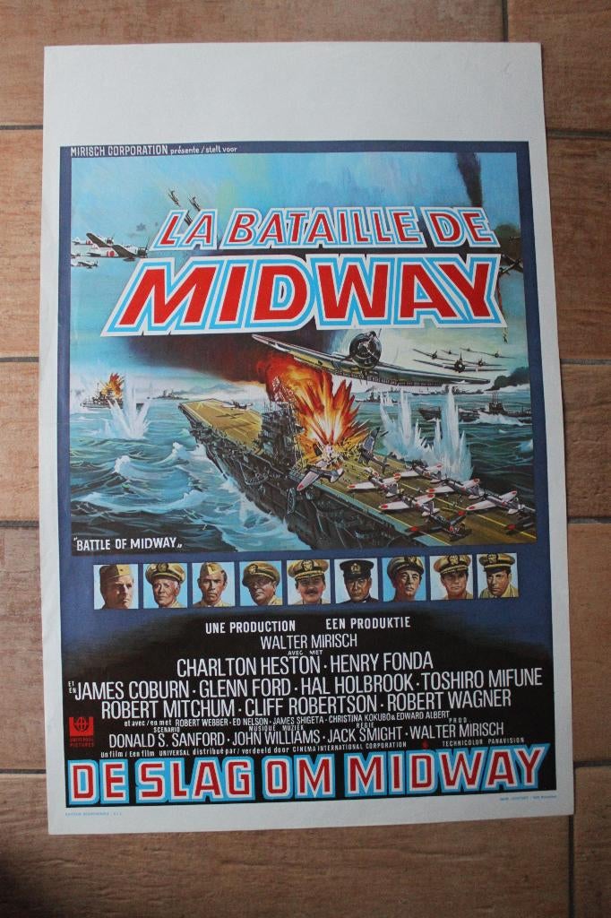 filmaffiche Midway 1976 filmposter, Rechthoekig Staand, Ophalen of Verzenden, Zo goed als nieuw, A1 t/m A3