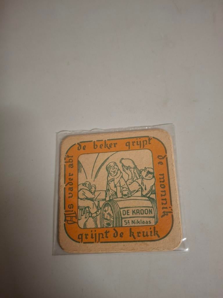 Oud bierviltje de kroon sint niklaas, Verzamelen, Biermerken, Ophalen of Verzenden
