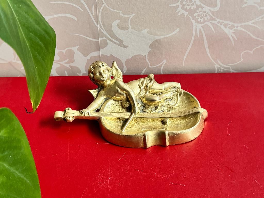 Decoratieve Schaal – Bronzen Engel met Viool, Antiek en Kunst, Antiek | Brons en Koper, Ophalen of Verzenden, Brons