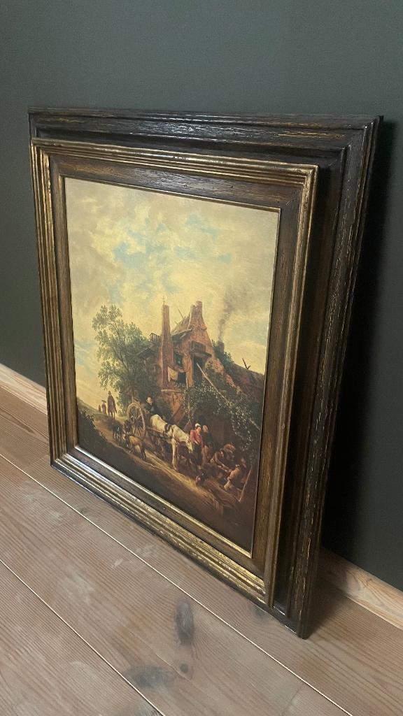 Schilderij met massieve houten lijst (focus op kader), Ophalen