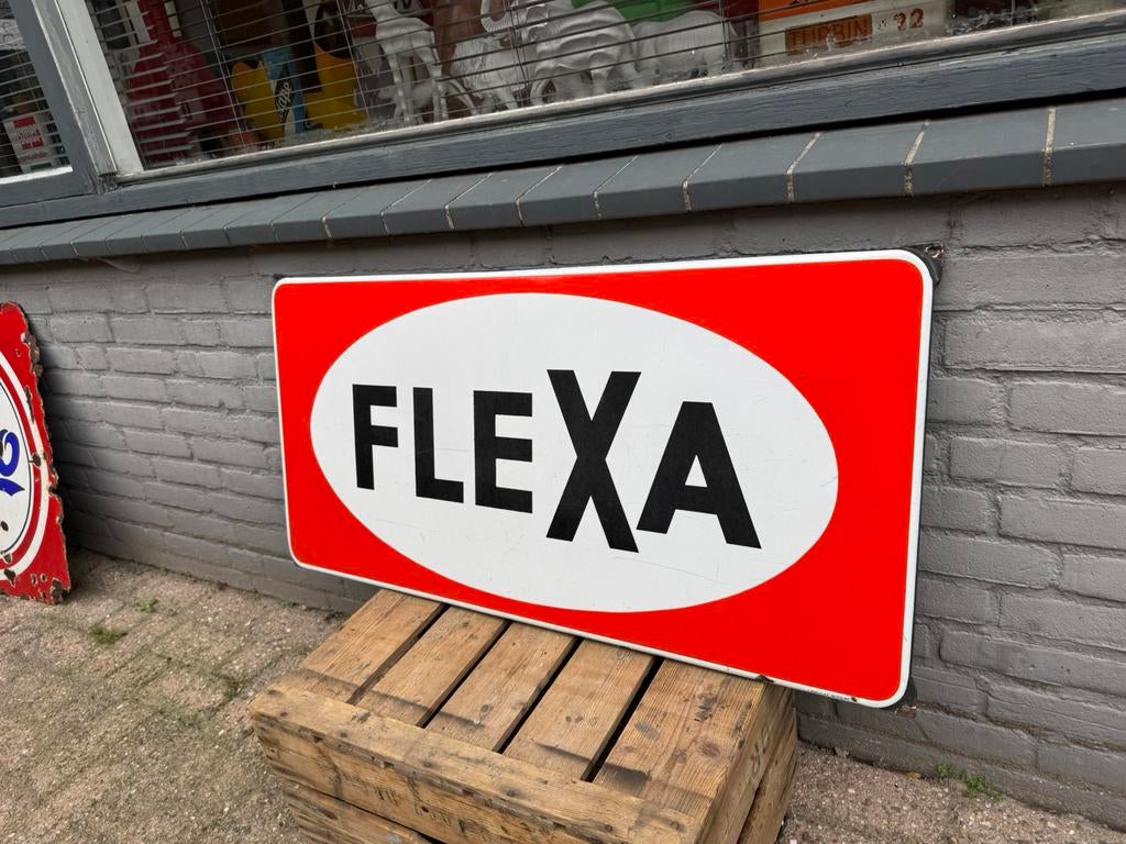 FLEXA verf emaille reclamebord, Ophalen of Verzenden, Gebruikt, Reclamebord
