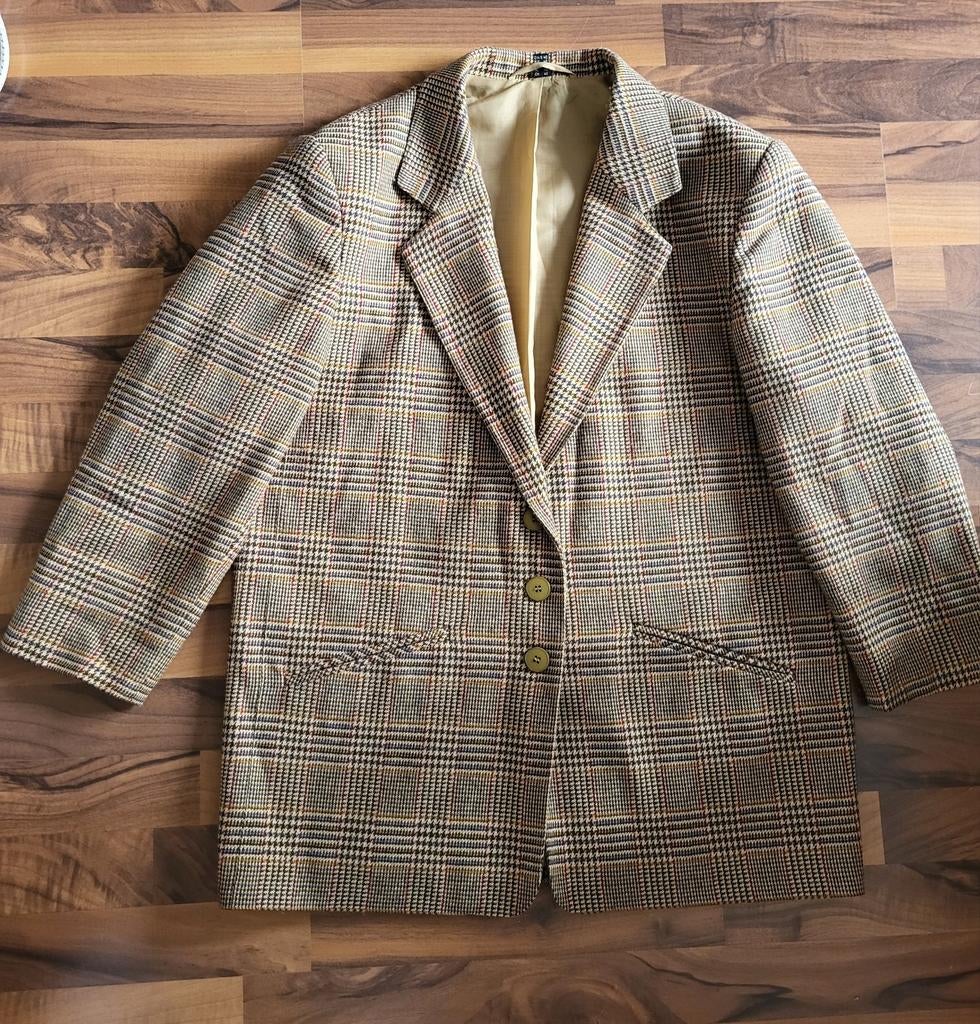 Dames geruite blazer – maat 40 – wolmix –, Ophalen of Verzenden, Blauw