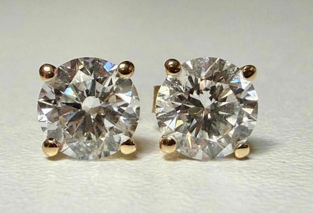 Gouden oorbellen met diamant totaal 2.52crt met certificaat!, Bijoux, Sacs & Beauté, Boucles d'oreilles, Or, Avec pierre précieuse