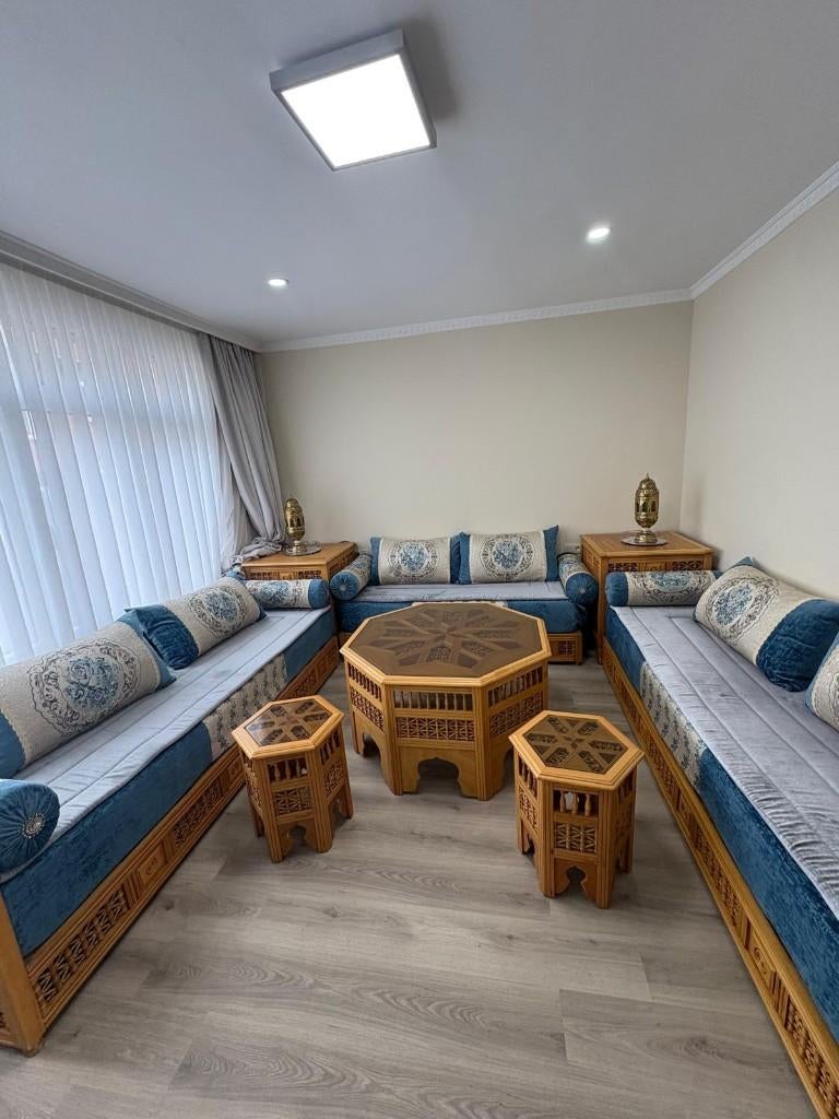 Marokkaanse salon — volledig set, Huis en Inrichting, Zetels | Complete zithoeken, Zo goed als nieuw, Hout, Ophalen