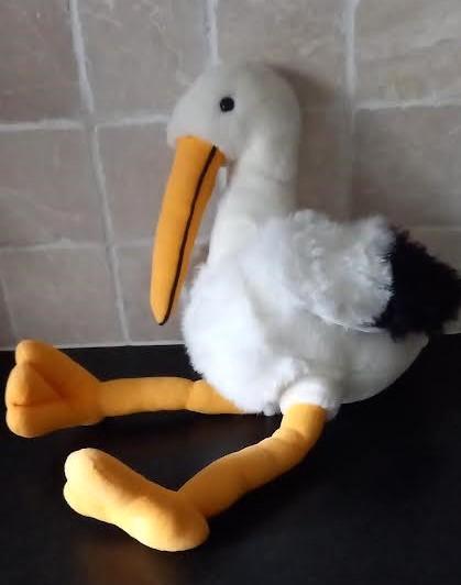 Knuffel ooievaar, Enfants & Bébés, Jouets | Peluches, Comme neuf, Enlèvement ou Envoi