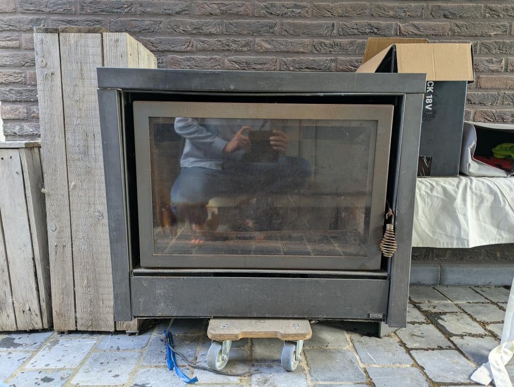 Cassette à bois Bodart & Gonay avec cheminée encastrée 75 cm, Maison & Meubles, Poêles, Encastré, Enlèvement, Utilisé, Bois