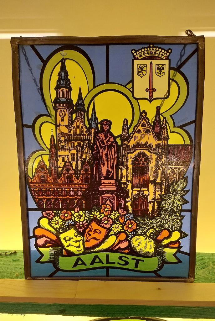 Vitrail pour la ville d'Alost., Collections, Enlèvement, Utilisé, Panneau publicitaire