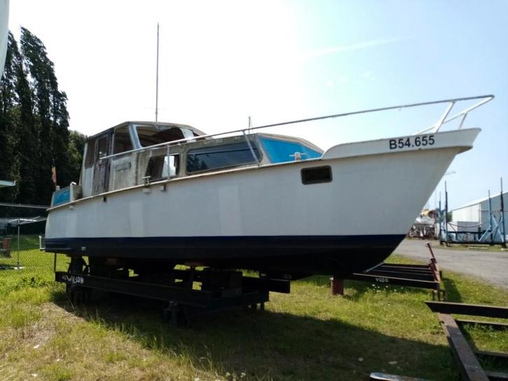 motorboot, Watersport en Boten, Motorboten en Motorjachten, Gebruikt, Staal, 9 tot 12 meter, Diesel, Binnenboordmotor, Ophalen