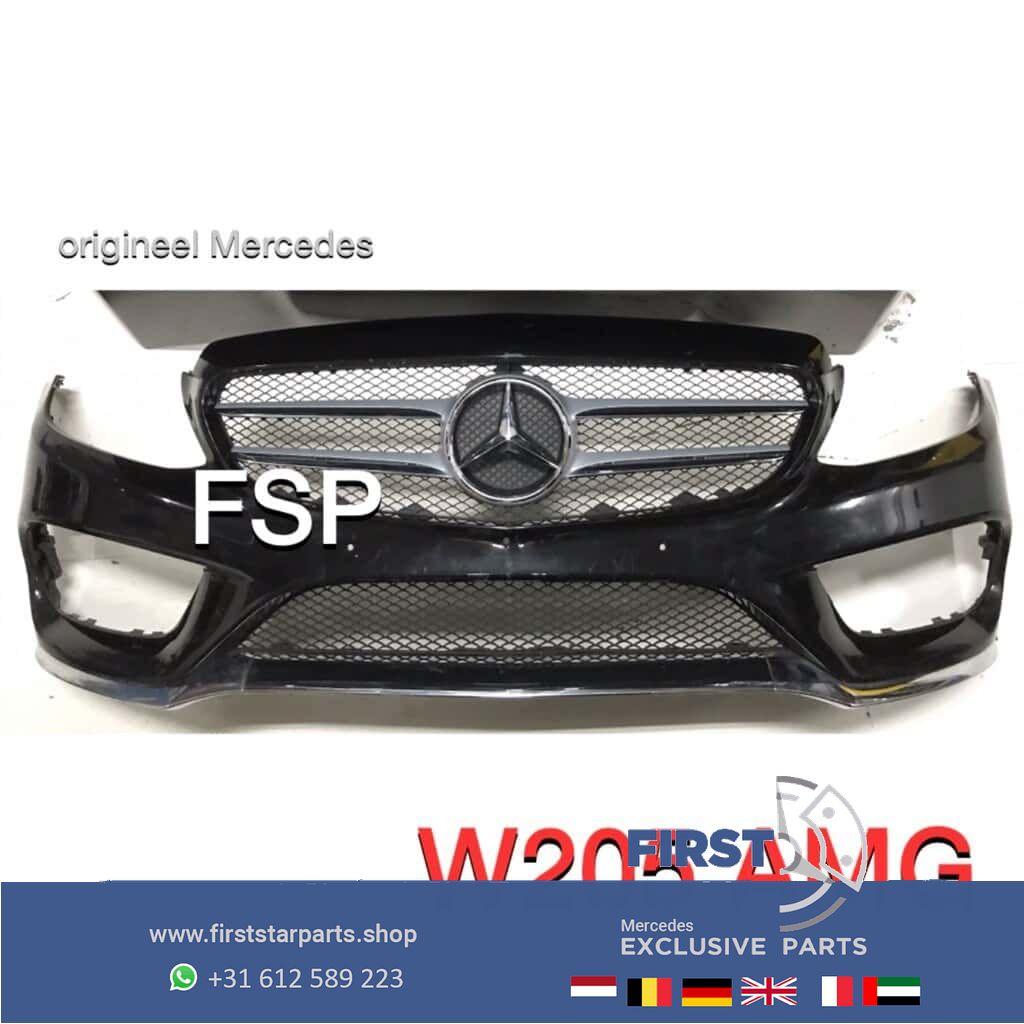 W205 C43 AMG Voorbumper zwart + gril + onderlip C Klasse 201, Gebruikt, -, Voor, Ophalen of Verzenden