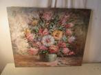 Mooi Geschilderd Werk 'Kleurrijke bloemen in Pot' - Boucher, Ophalen of Verzenden