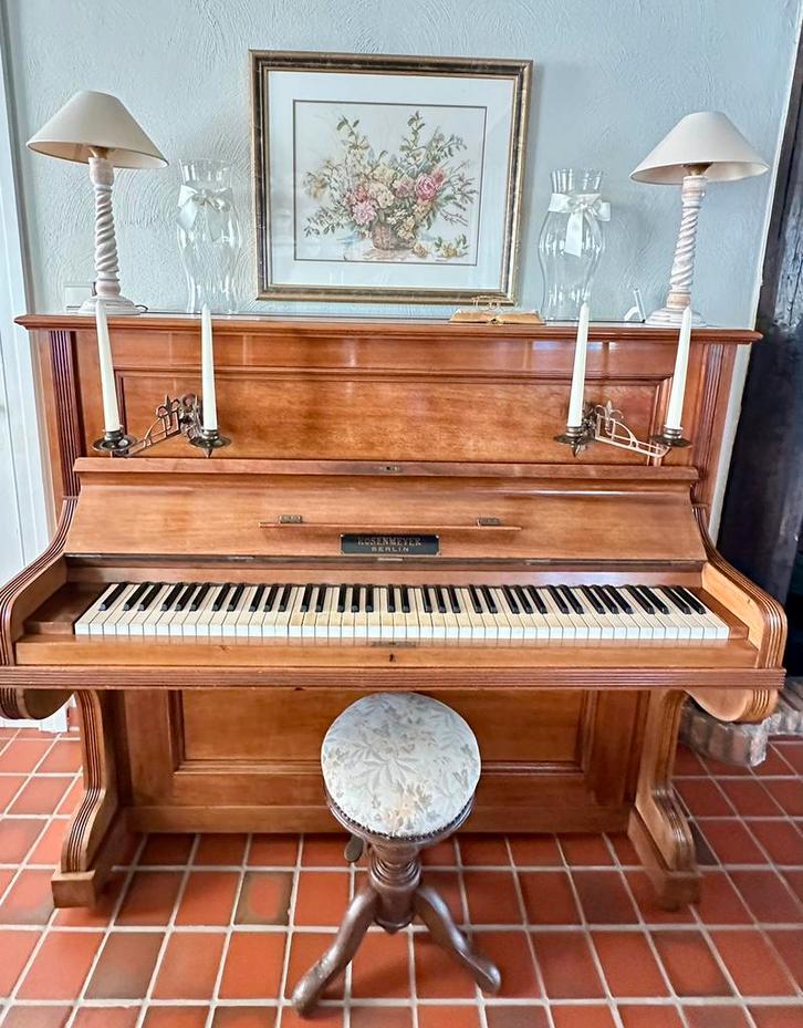 Prachtige Antieke Buffetpiano Rosenmeyer Berlin (ca. 1905), Muziek en Instrumenten, Piano's, Gebruikt, Piano, Bruin, Hoogglans