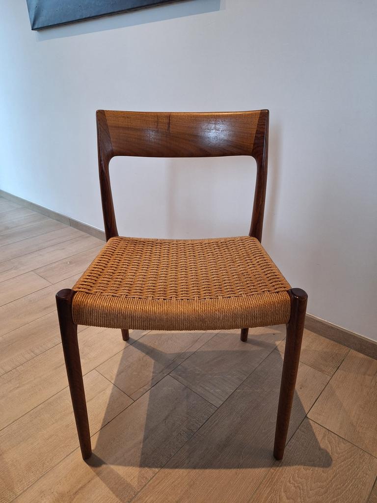 6 stoelen Niels Moller model 56, Ophalen, Gebruikt, Ontwerp Niels Moller, Riet of Rotan