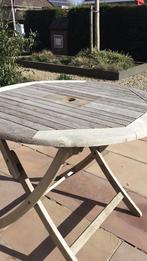 Tuintafel teak diam.90, Ophalen, Gebruikt