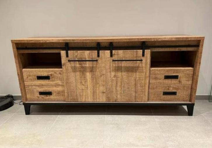 Dressoir Mango hout, Huis en Inrichting, Kasten | Dressoirs, Gebruikt, 200 cm of meer, 25 tot 50 cm, Met lade(s), Met deur(en)