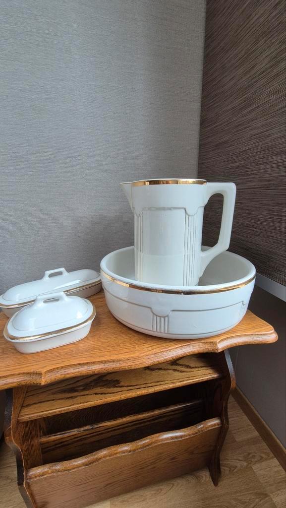 Vintage keramische wasset van A.M.C. Belge, Antiquités & Art, Antiquités | Services (vaisselle) complet, Enlèvement