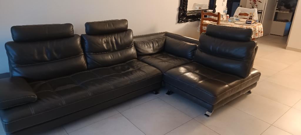 canapé cuir gris cuir center, Maison & Meubles, Canapés | Salons, 75 à 100 cm, Quatre personnes ou plus, Enlèvement, Utilisé