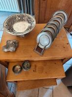 Tin bord, beeldjes, klok, koffie, thee, terinne, Ophalen