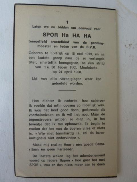 Spotprentje-voetbal Kortrijk-Meulebeke 1968, Verzenden, Gebruikt, Overige typen