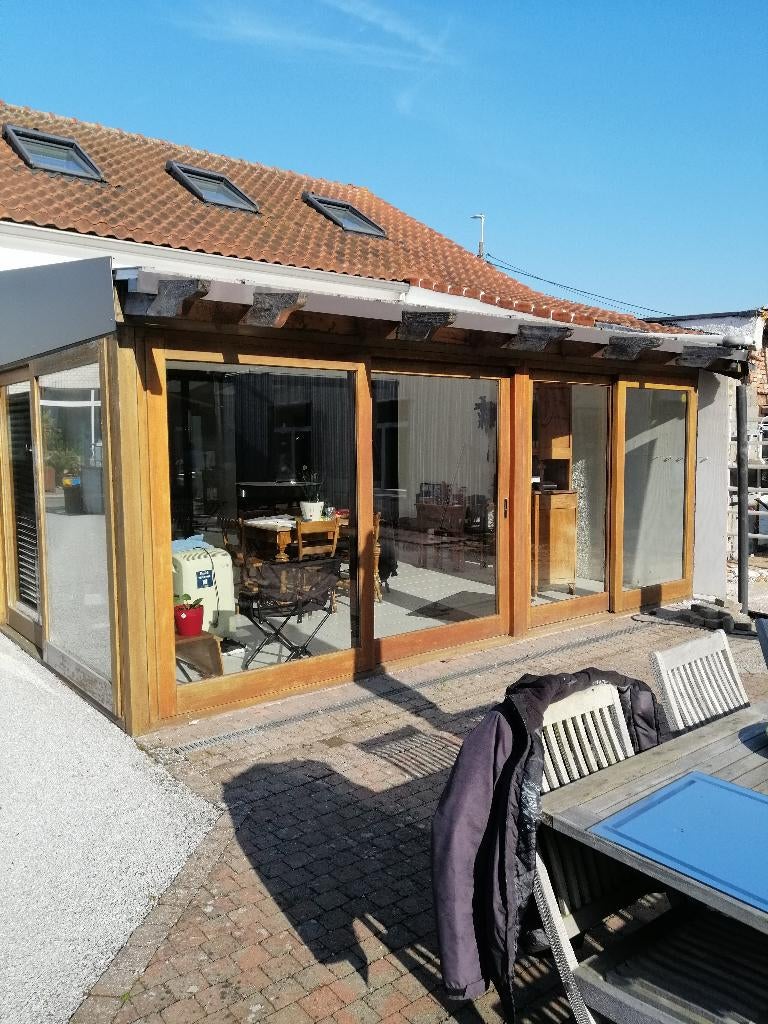 3 schuiframen + 1 vaste raam, Doe-het-zelf en Bouw, Glas en Ramen, Gebruikt, Gevelraam of Ruit, 160 cm of meer, 160 cm of meer