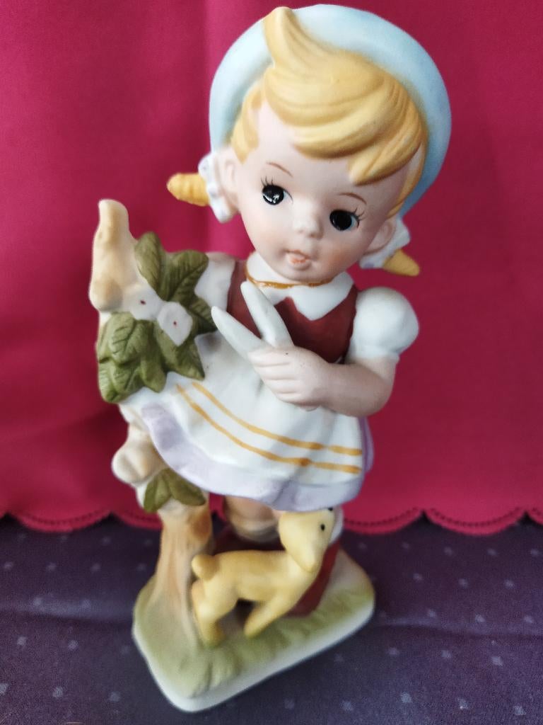 vintage porseleine beeldjes - kinderen met dieren, Antiek en Kunst, Ophalen of Verzenden, Beeld, Minder dan 20 cm