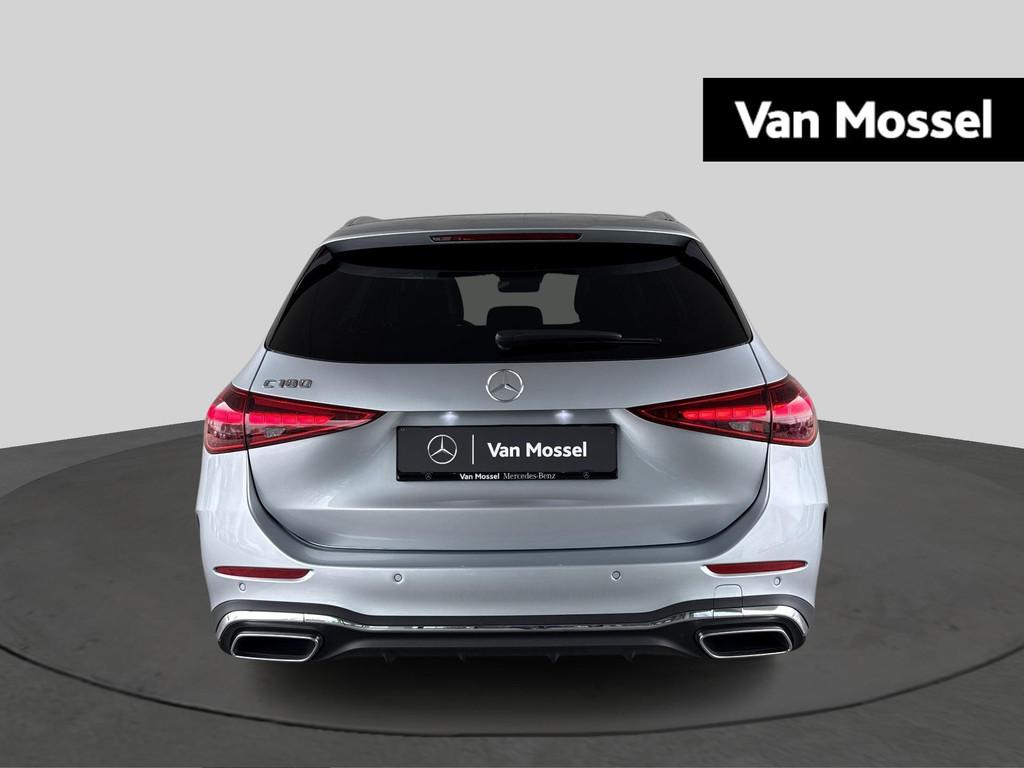 Mercedes-Benz C-klasse 180 AMG Line Estate + PANORAMISCH DAK, Automaat, Zwart, 4 cilinders, Apple Carplay