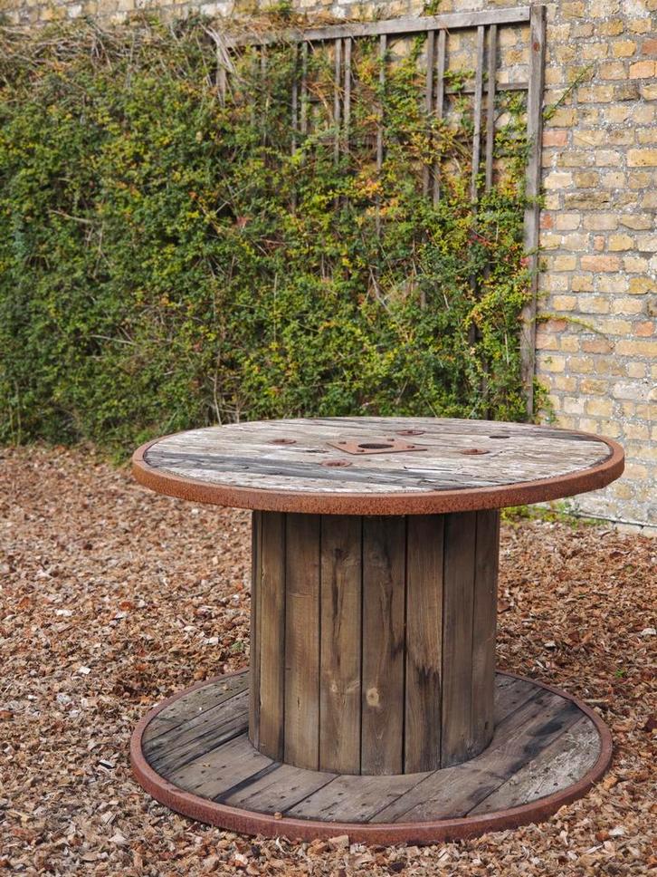 Grote bobijn, Tuin en Terras, Tuintafels, Gebruikt, Rond, Hout, Ophalen
