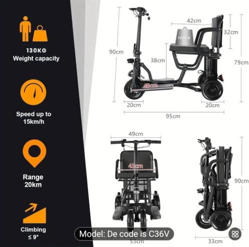 Opvouwbare scootermobiel, Diversen, Brommobielen en Scootmobielen, Zo goed als nieuw, Overige merken, 16 t/m 25 km, 11 t/m 15 km/u