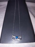 Infinity ketting me blauw hartje, Handtassen en Accessoires, Kettingen, Blauw, Zo goed als nieuw, Zilver, Ophalen