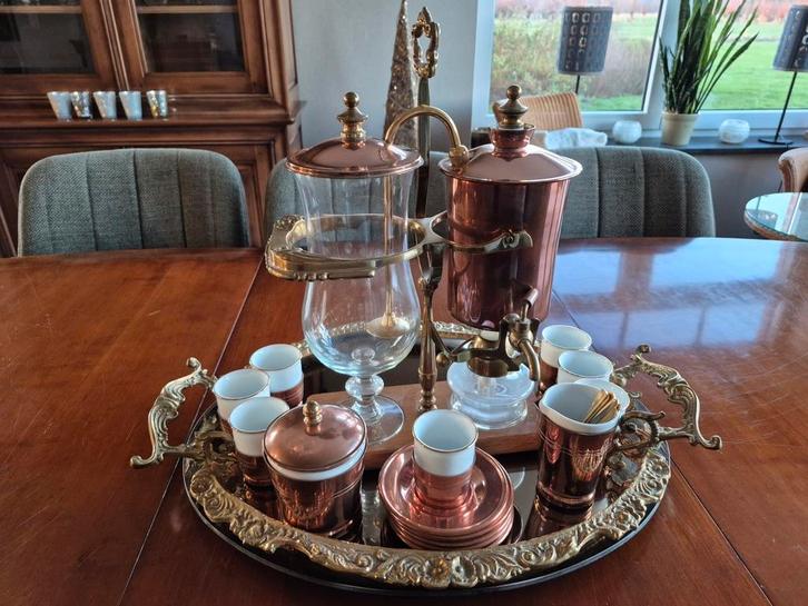 Belgian Royal koffiemakerset koper en porselein, Antiek en Kunst, Antiek | Servies compleet, Ophalen