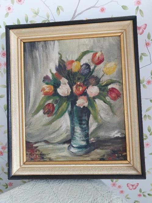 Charmante peinture de tulipes avec un beau cadre, Antiquités & Art, Art | Peinture | Classique, Enlèvement