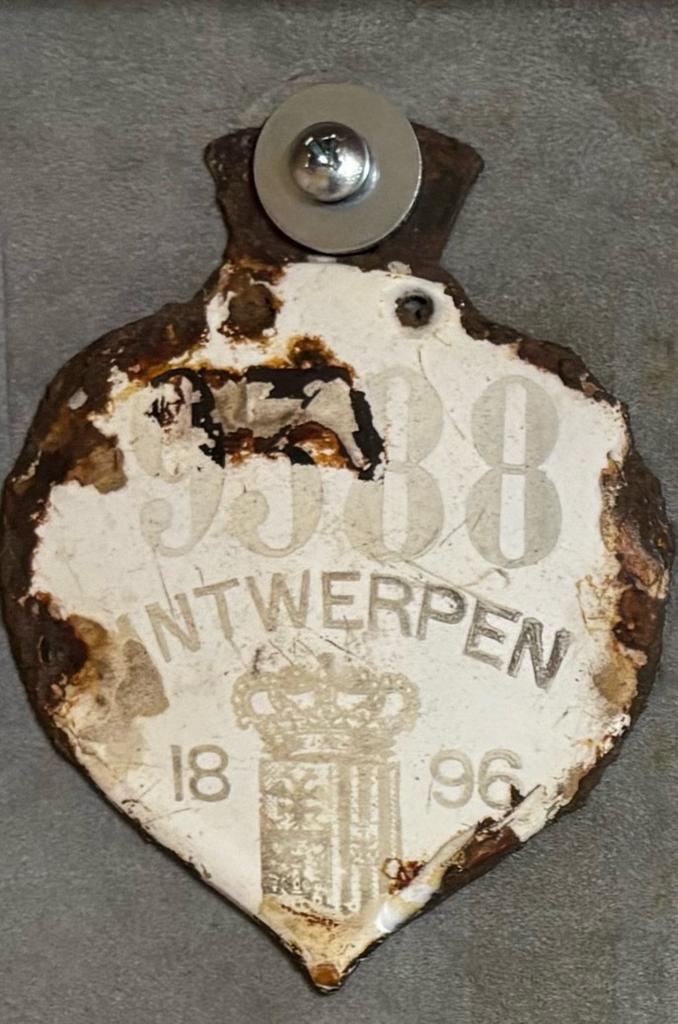 1896 Antwerpen !! RUILEN !! Fietsplaten plaque velo Taks, Antiek en Kunst, Antiek | Email, Ophalen