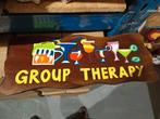 plaque humoristique group thérapie en bois d albesia 50x30, Antiek en Kunst, Kunst | Beelden en Houtsnijwerken, Ophalen of Verzenden